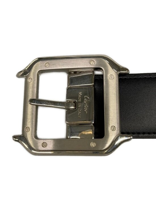 Cartier Belt Black Dark Brown Silver Reversible Santos Leather